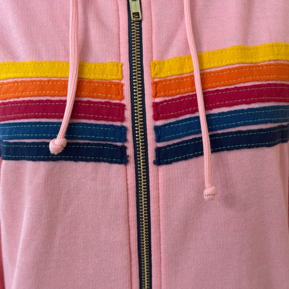 NWT AVIATOR NATION SWEAT SUIT SET HOODIE AND JOGGERS PINK 5 STRIPE - Picture 13 of 15